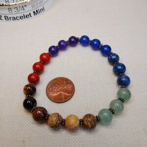 Sterling Silver Chakra Gemstone Stretch Bracelet